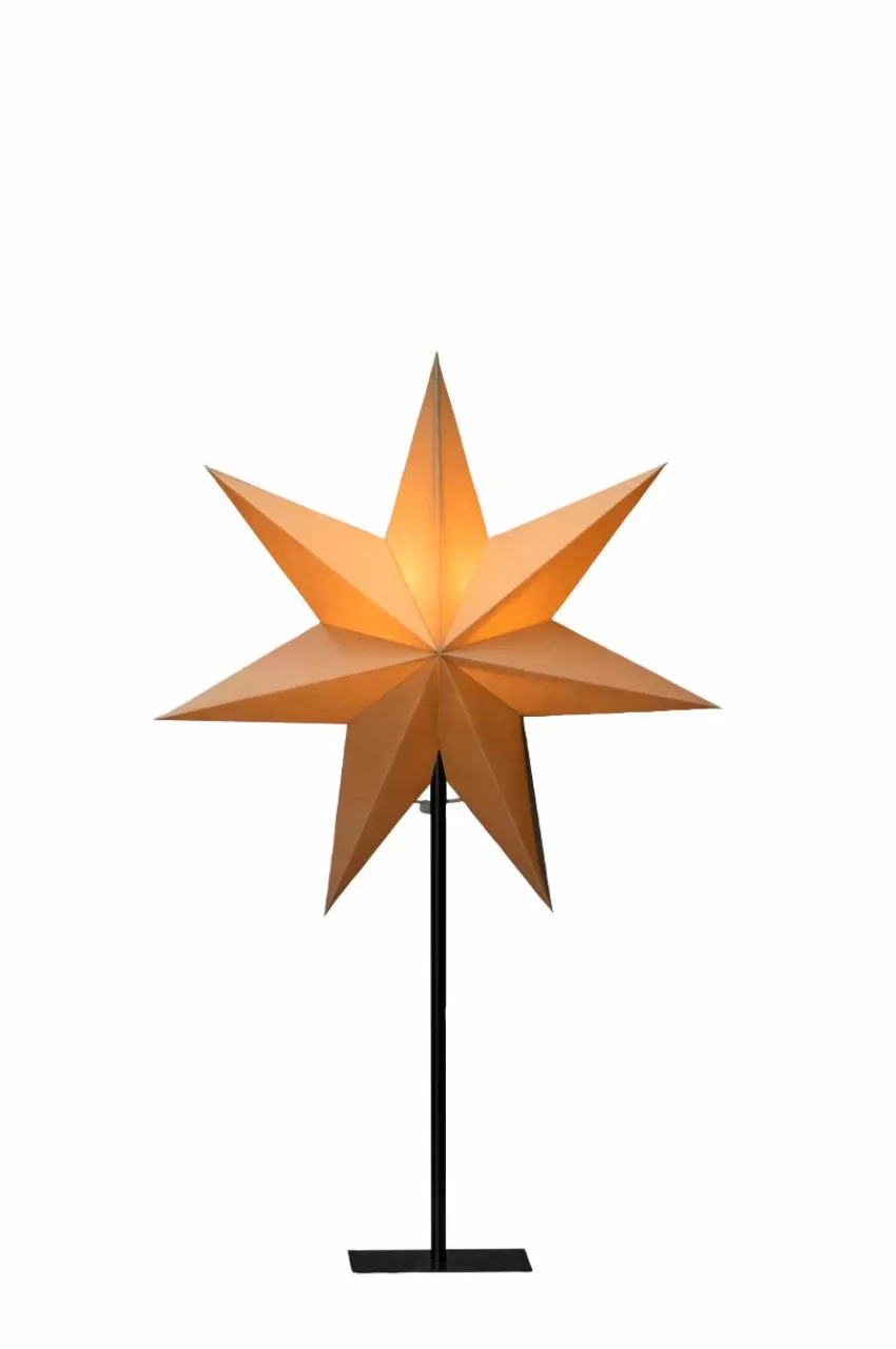 Julbelysning*Jotex Pappersstjärna Metallfot Höjd 65 Cm Beige