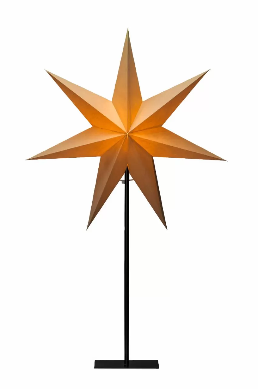 Julbelysning*Jotex Pappersstjärna Metallfot Höjd 80 Cm Beige
