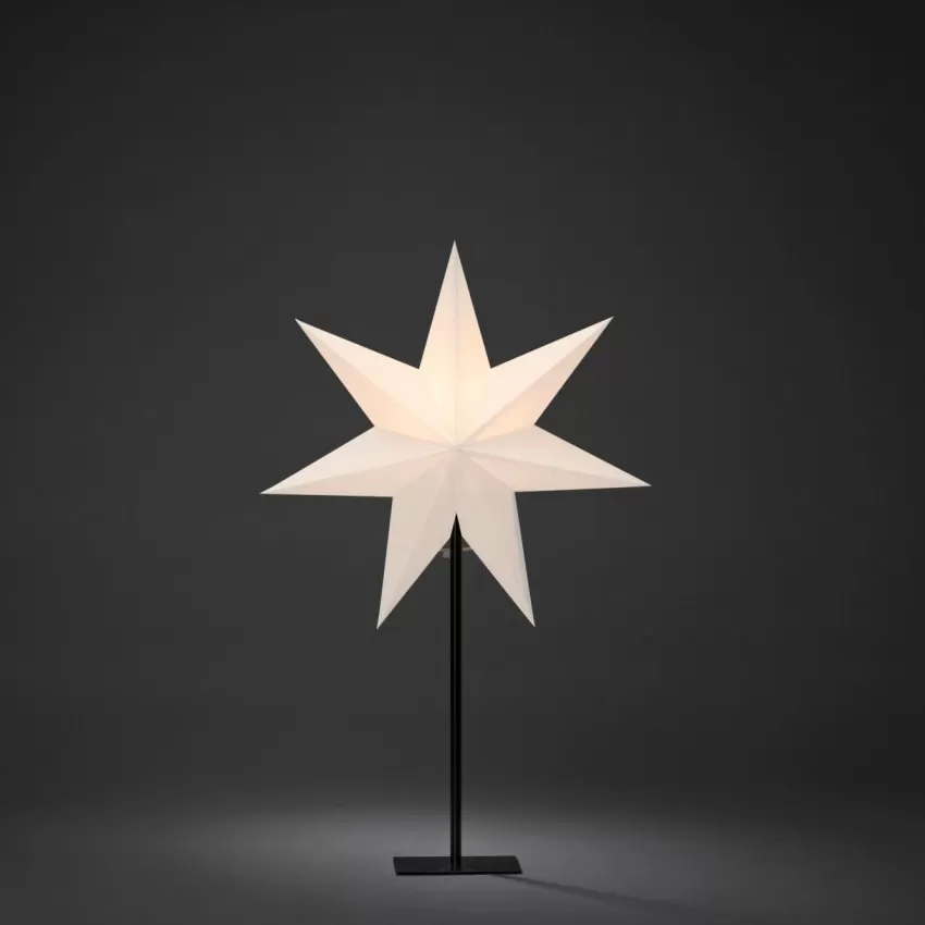 Julbelysning*Jotex Pappersstjärna Metallfot Höjd 65 Cm Vit