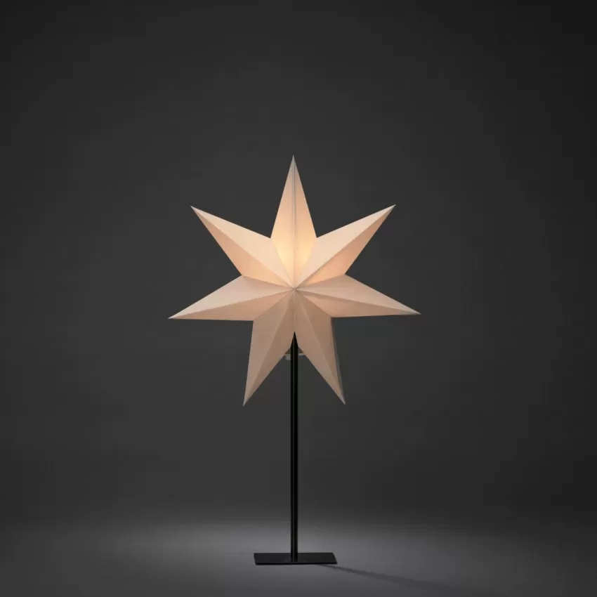 Julbelysning*Jotex Pappersstjärna Metallfot Höjd 65 Cm Greige
