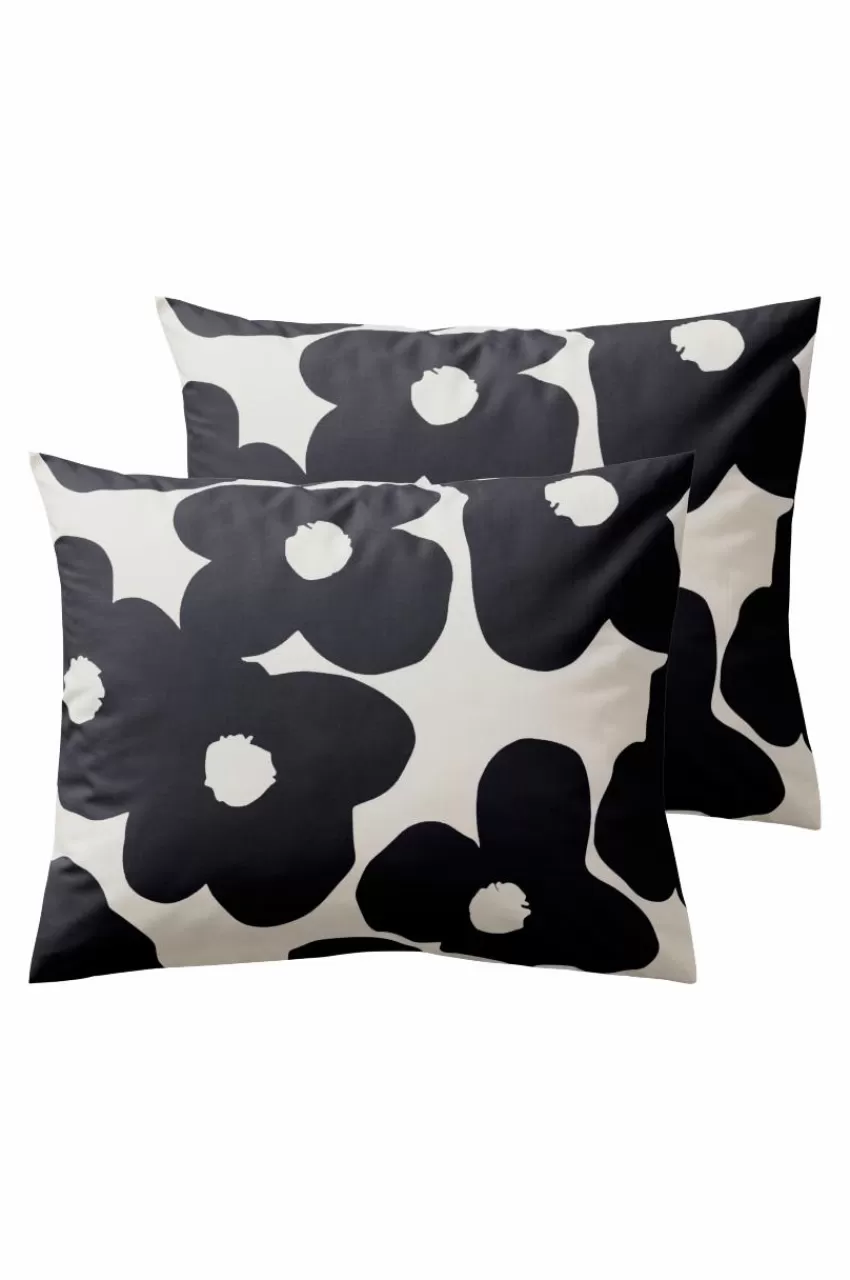 Örngott*Jotex POPPY örngott 2-pack 60x50 Cm Ekologisk Svart/vit