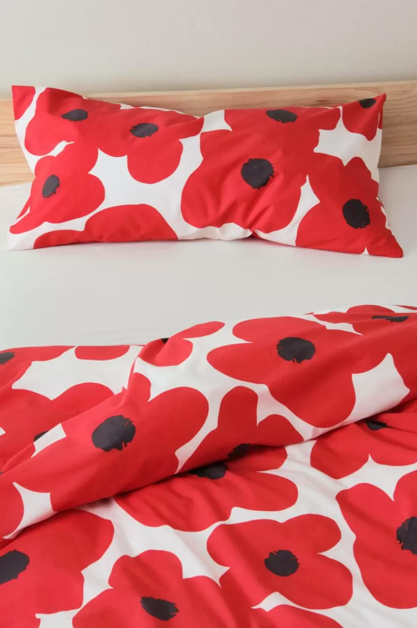 Örngott*Jotex POPPY örngott 90x50 Cm Ekologisk Röd/vit