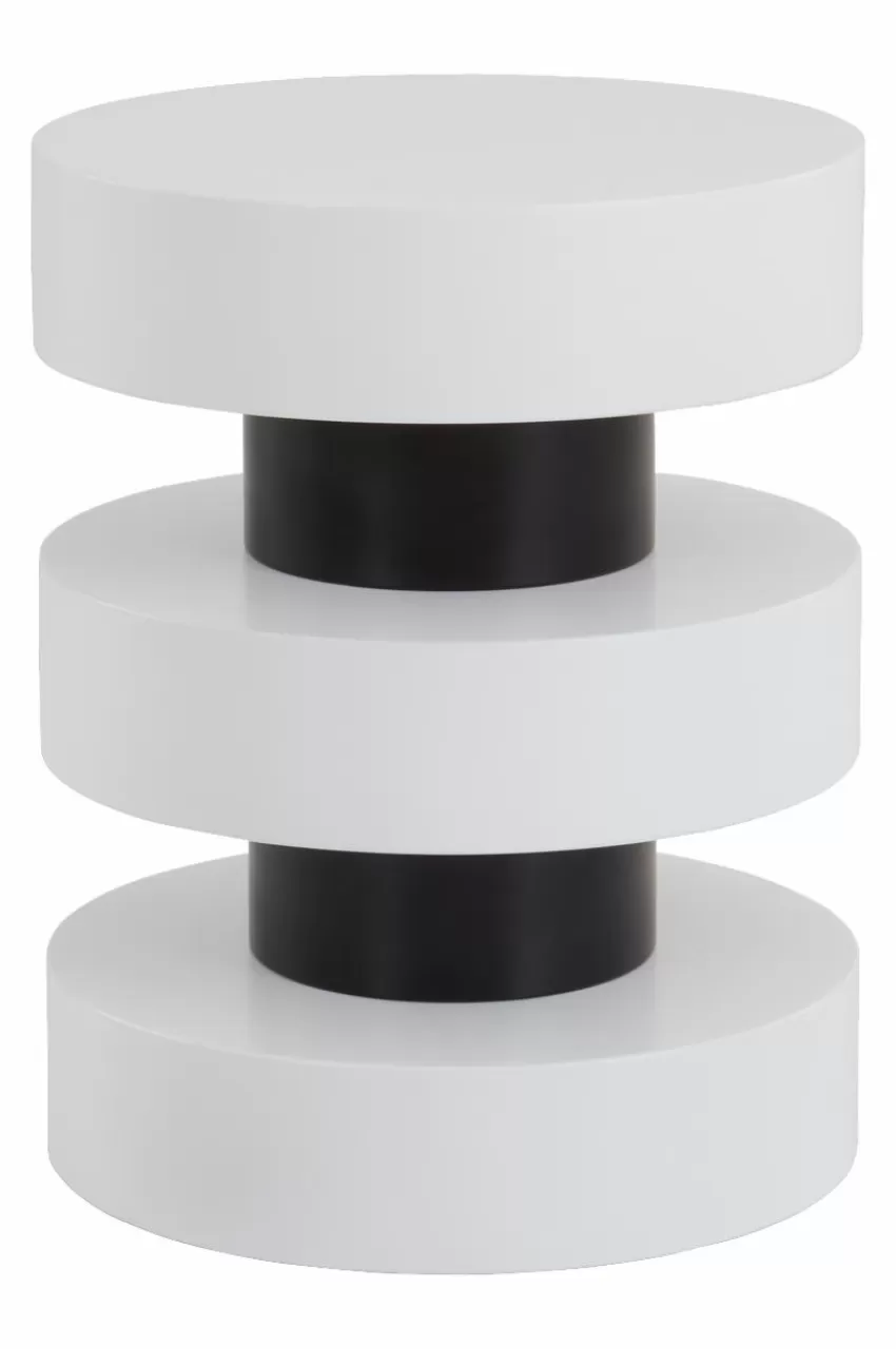 Bord*Jotex PORTELLO Sidobord ø 40 Cm Vit/svart