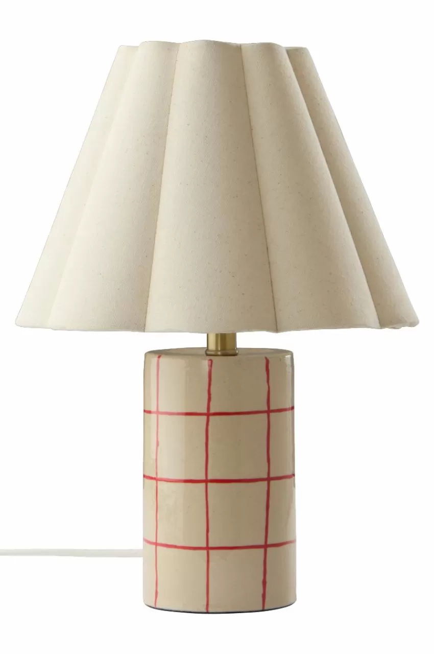 Bordslampor*Jotex RUTHIE Bordslampa Naturvit/röd