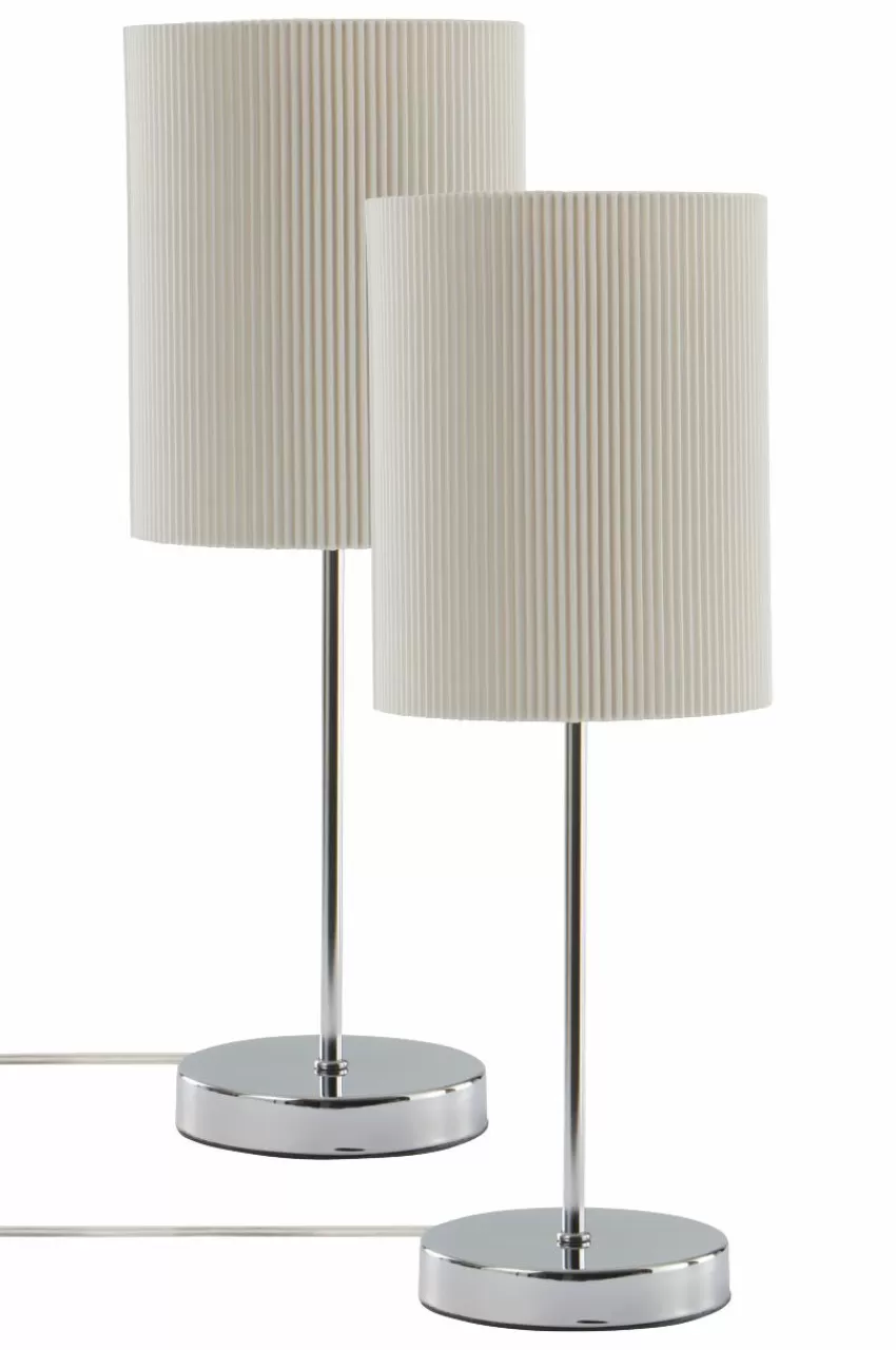 Bordslampor*Jotex SETH PLISSÉ Bordslampa 2-pack Krom/vit