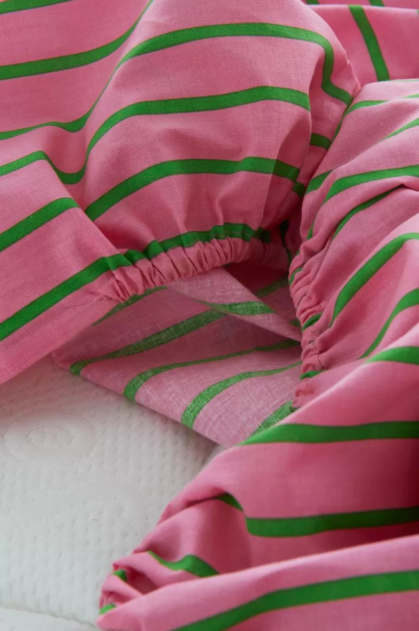 Barnsängkläder*Jotex SIMA MINI Dra-på-lakan Spjälsäng Ekologisk Rosa/grön