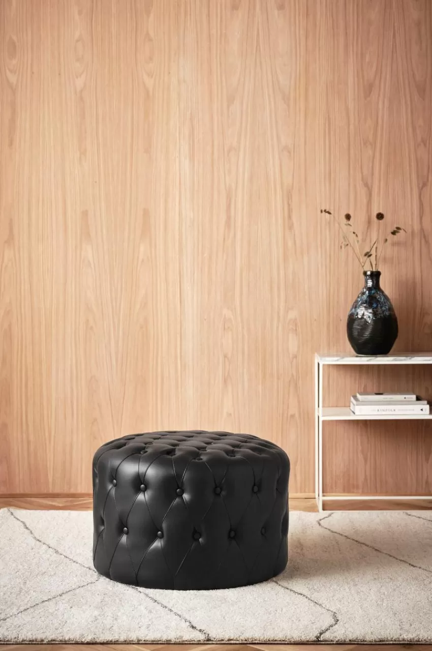 Sittpuffar*Jotex SKENE Sittpuff ø 60 Cm Svart konstskinn