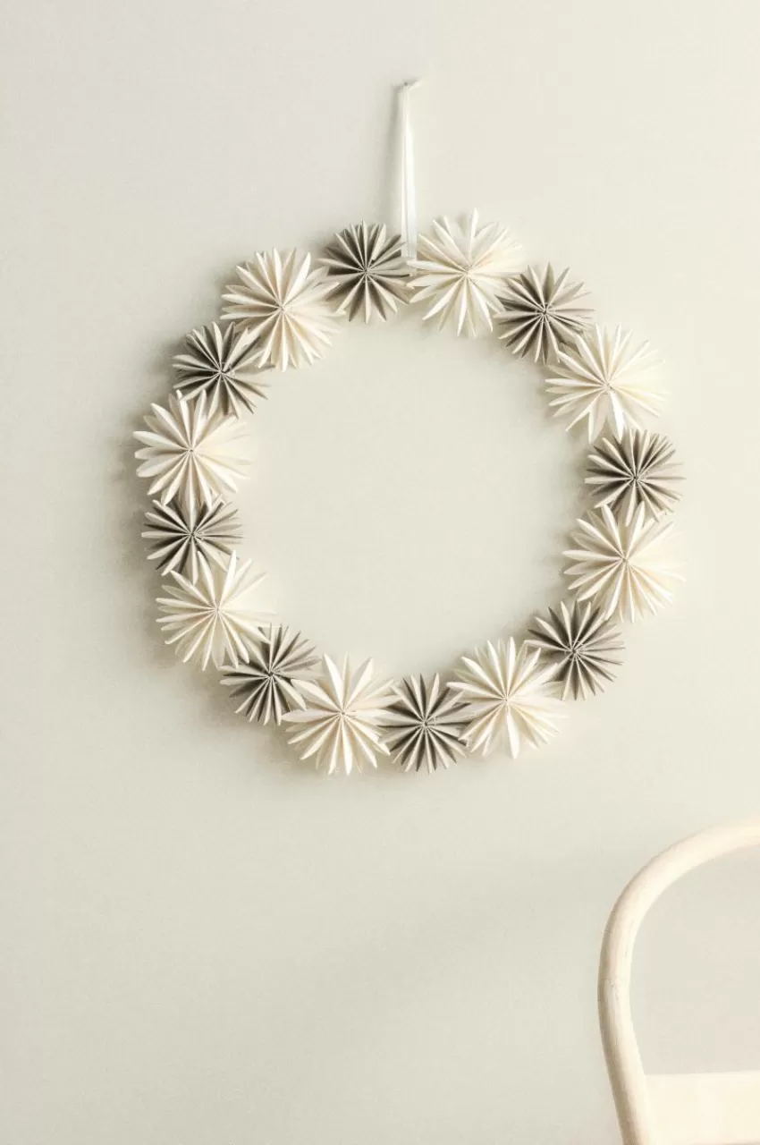 Juldekoration*Jotex SNOWSTARS Krans Naturvit/beige