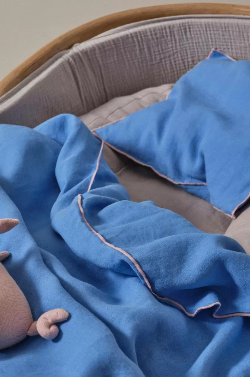 Barnsängkläder*Jotex STICH BABY Påslakanset Vagn/vagga Azurblå