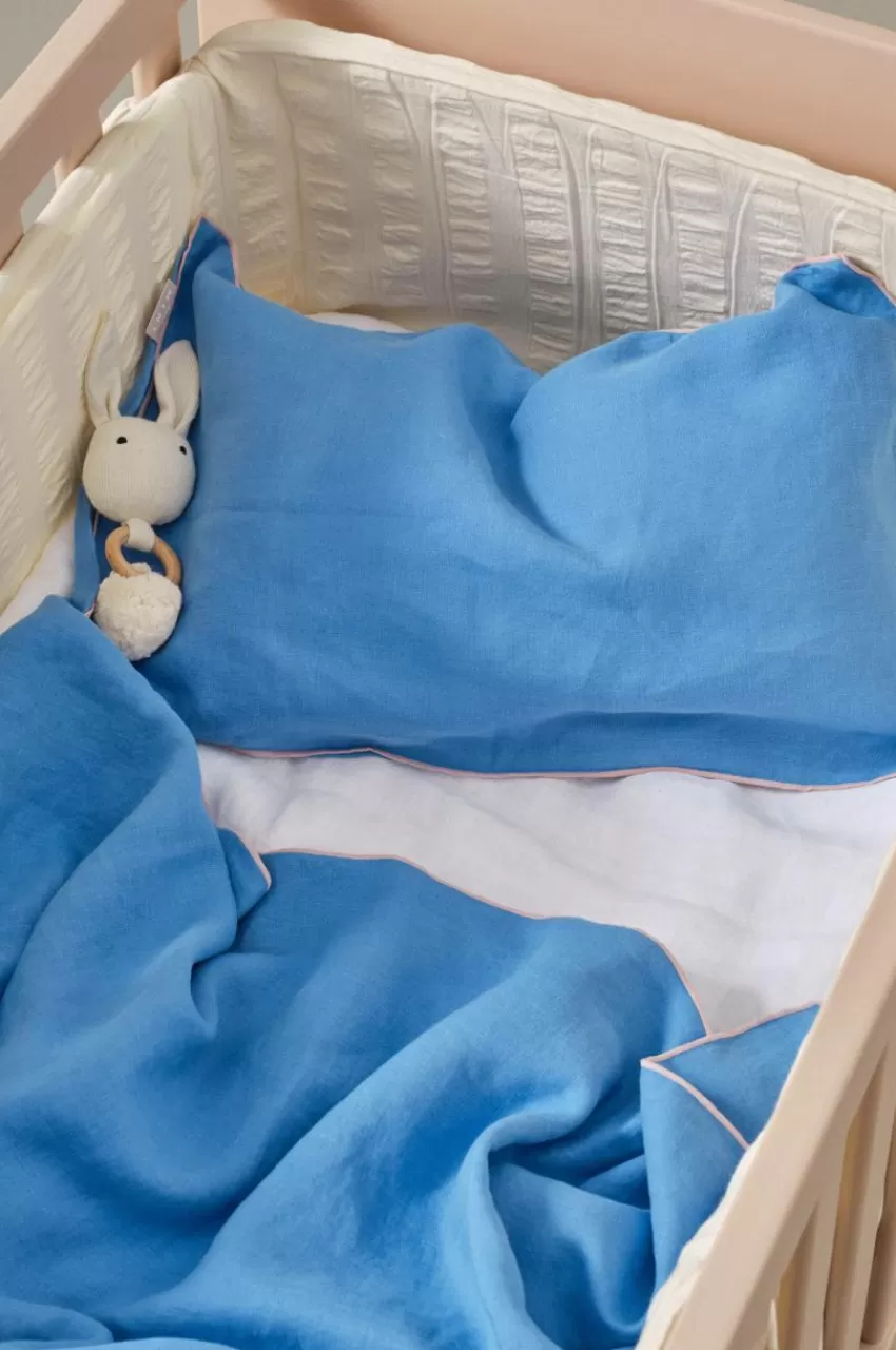 Barnsängkläder*Jotex STICH MINI Påslakanset Spjälsäng Azurblå