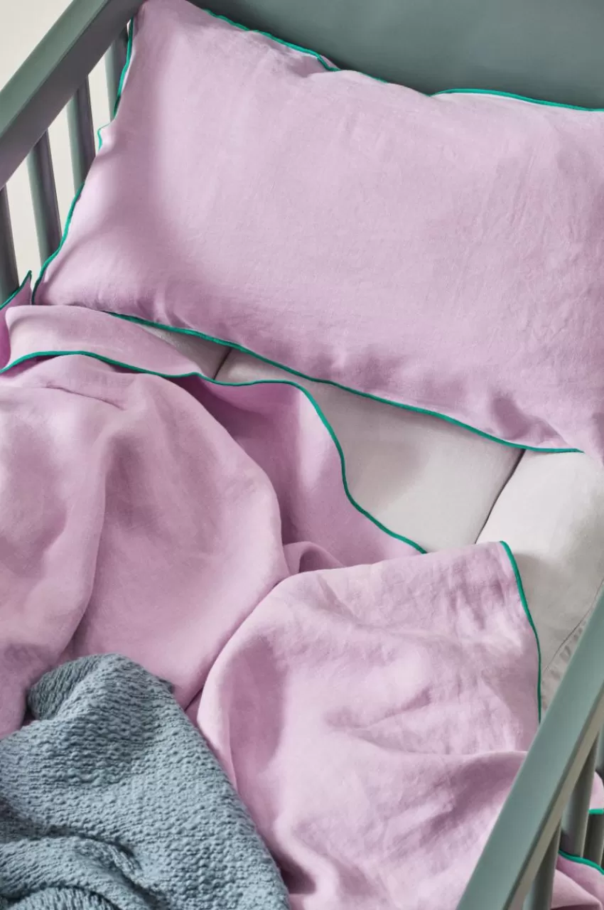 Barnsängkläder*Jotex STICH MINI Påslakanset Spjälsäng Orkidélila