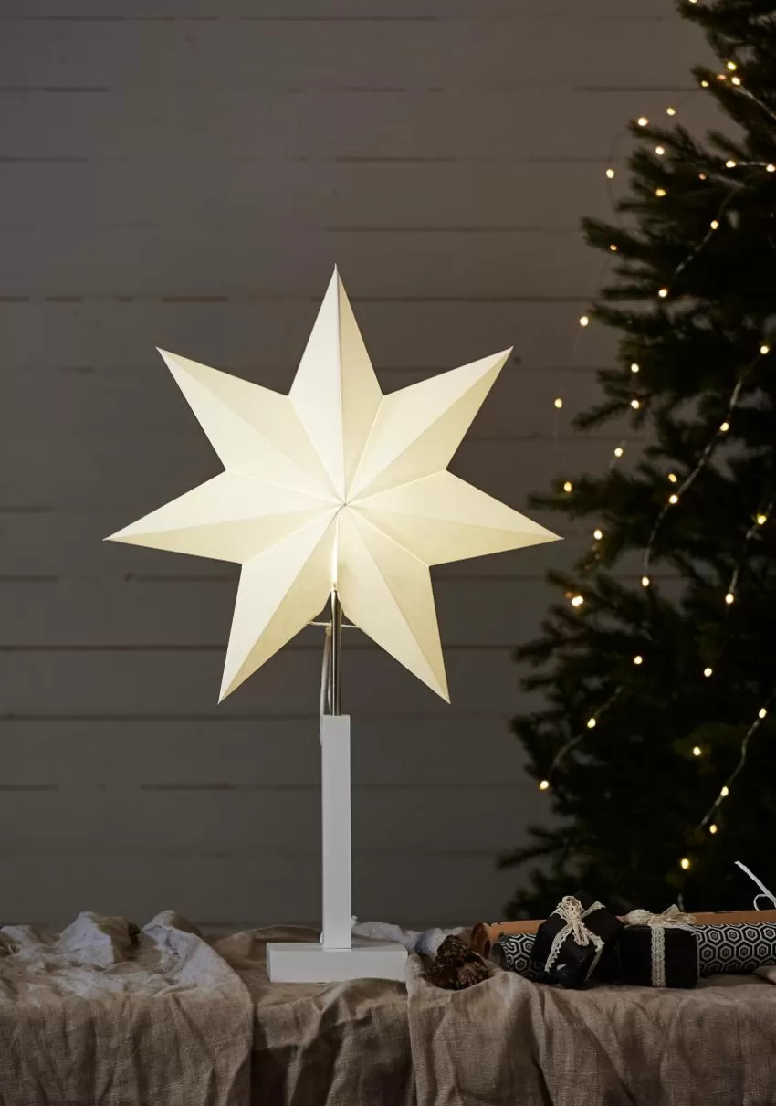 Julbelysning*Jotex Stjärna På Fot Karo 70 Cm Vit