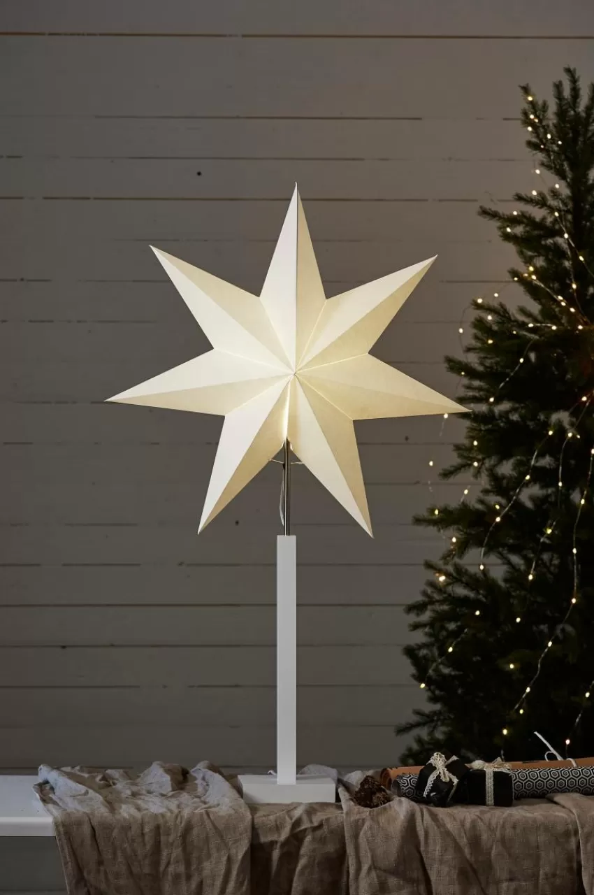 Julbelysning*Jotex Stjärna På Fot Karo 100 Cm Vit