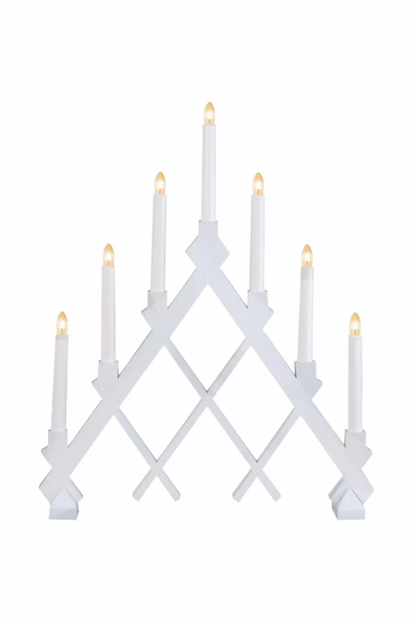 Julbelysning*Jotex Träljusstake RUT Vit