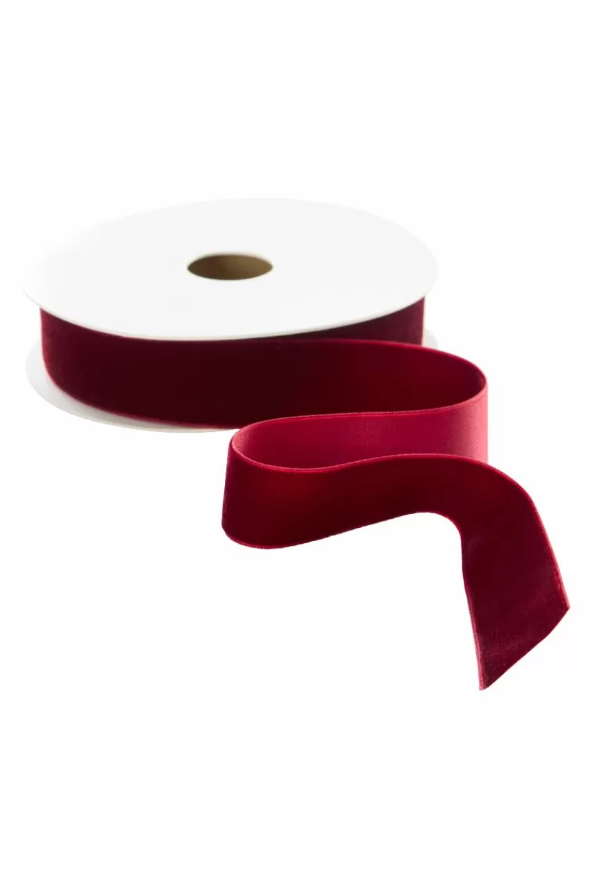 Presentpapper & Snöre*Jotex VELVETY Sammetsband Vinröd