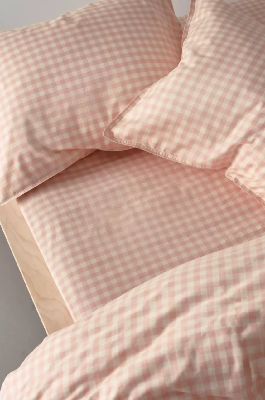 Barnsängkläder*Jotex VERMONT MINI Dra-på-lakan Ekologisk Rosa/creme