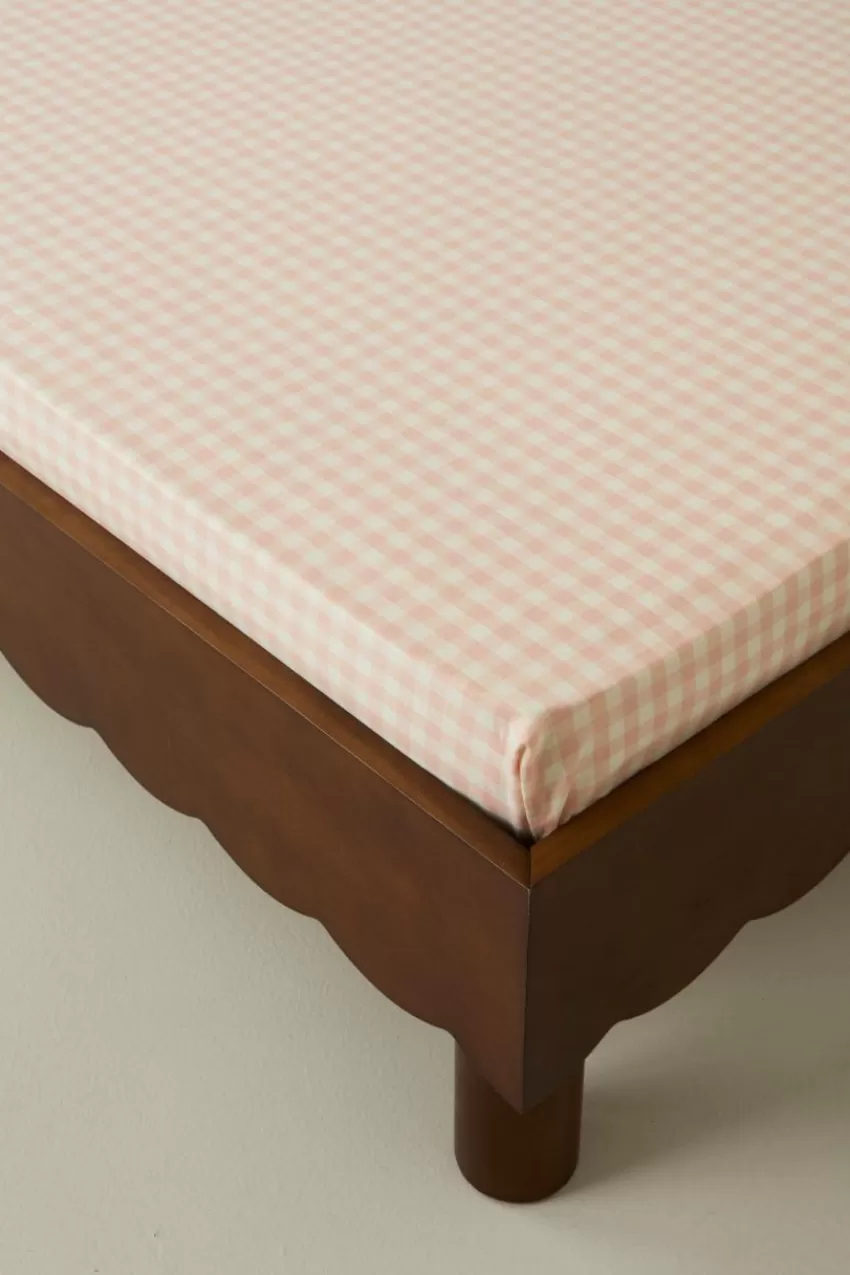 Barnsängkläder*Jotex VERMONT MINI Dra-på-lakan Ekologisk Rosa/creme