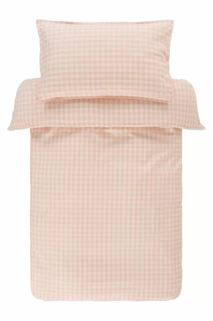 Barnsängkläder*Jotex VERMONT MINI Påslakanset Spjälsäng - Ekologisk Rosa/creme