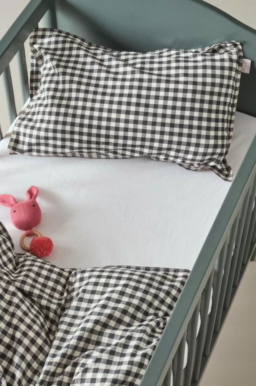 Barnsängkläder*Jotex VERMONT MINI örngott 55x35 Cm - Ekologisk Svart/vit rutig