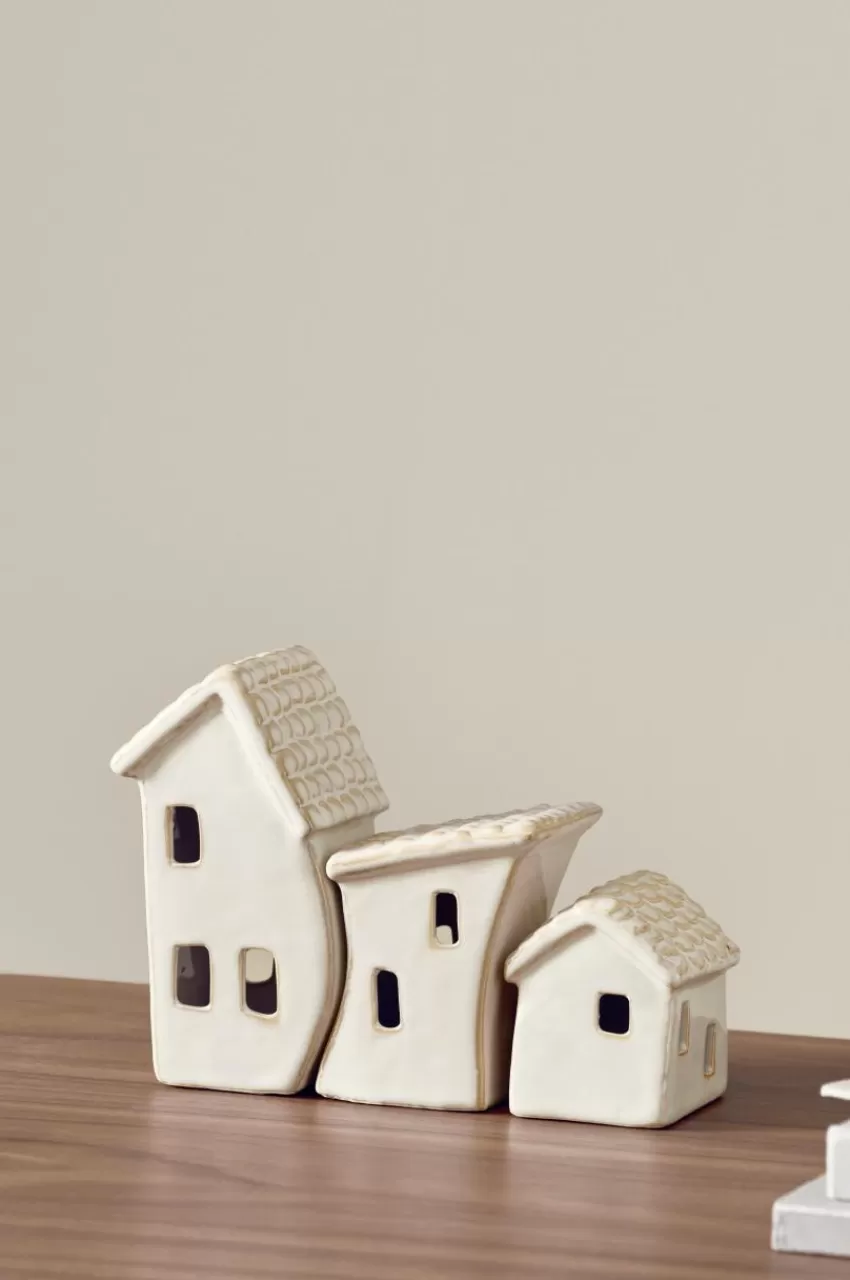 Juldekoration*Jotex VILLAGE Dekorationshus 3-pack Naturvit