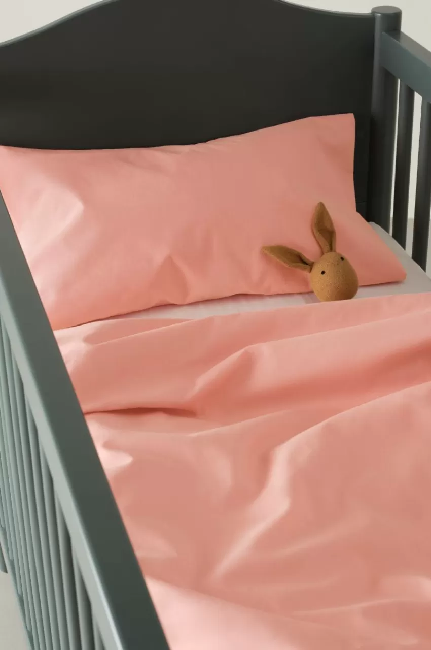 Barnsängkläder*Jotex ZACK MINI Påslakanset Spjälsäng - Ekologisk Korallrosa