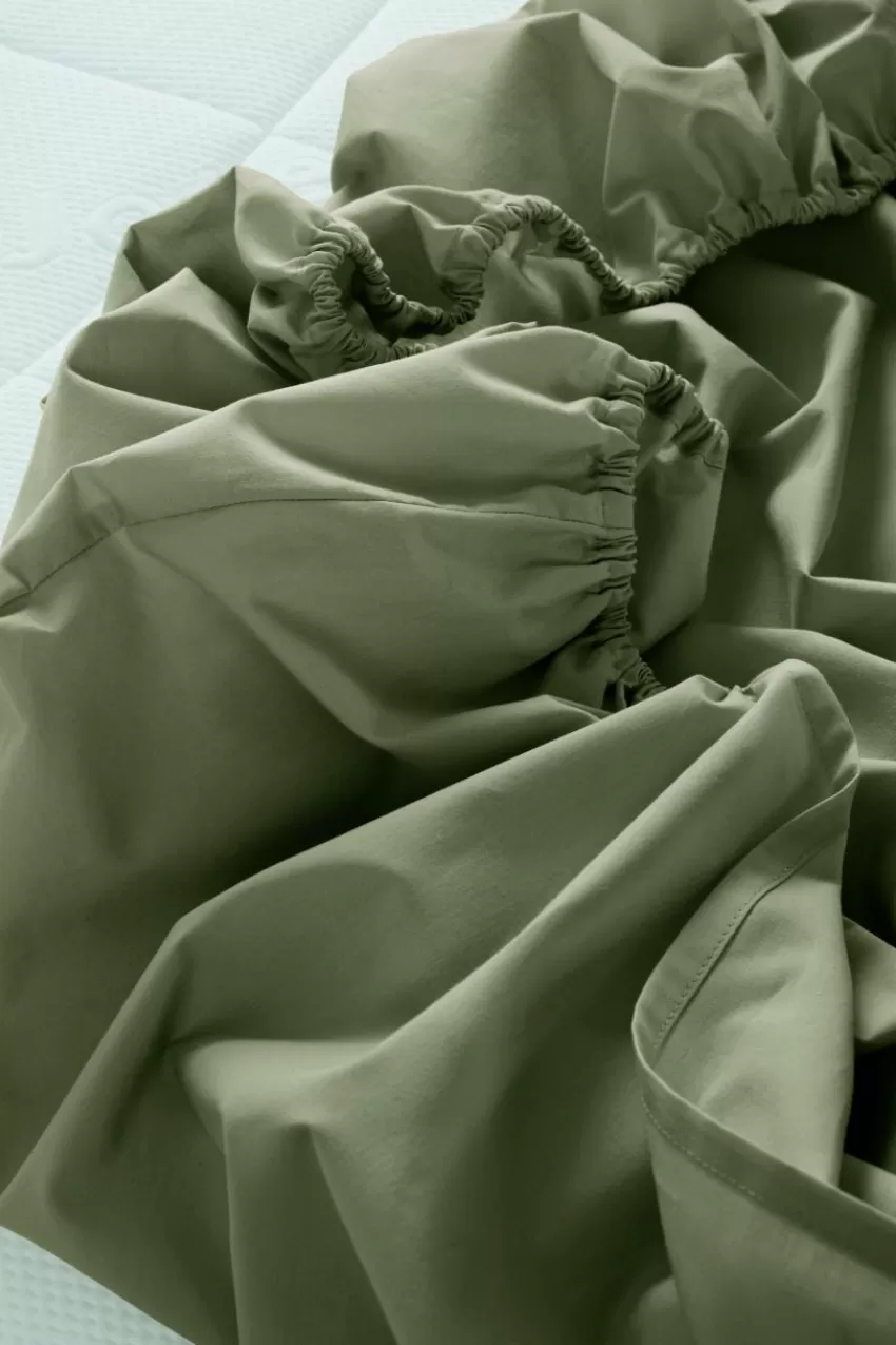 Barnsängkläder*Jotex ZACK PERCALE MINI Dra-på-lakan - Ekologisk Khaki