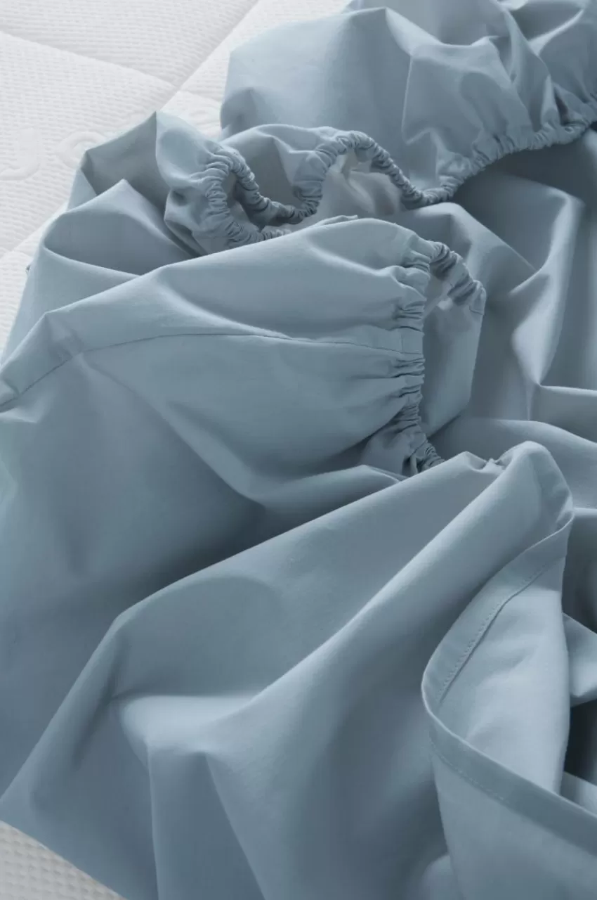 Barnsängkläder*Jotex ZACK PERCALE MINI Dra-på-lakan - Ekologisk Dimblå